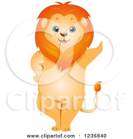 Clipart of a Cute Male Lion Leaning - Royalty Free Vector Illustration by BNP Design Studio