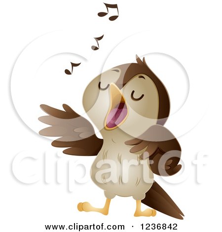 Clipart of a Cute Nightingale Singing - Royalty Free Vector Illustration by BNP Design Studio
