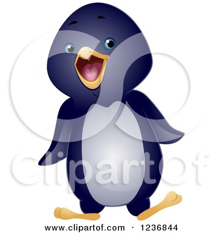 Clipart of a Cute Waddling Penguin - Royalty Free Vector Illustration by BNP Design Studio