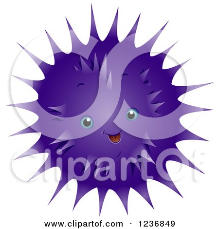 Clipart of a Cute Happy Purple Sea Urchin - Royalty Free Vector Illustration by BNP Design Studio