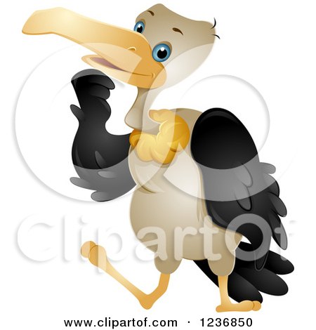 Clipart of a Cute Vulture Rubbing His Chin - Royalty Free Vector Illustration by BNP Design Studio