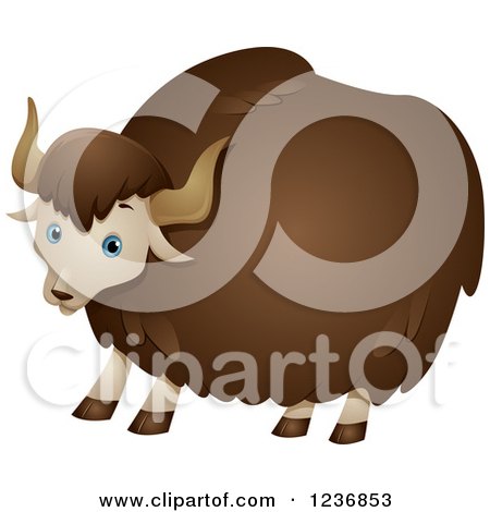 Clipart of a Cute Fluffy Yak - Royalty Free Vector Illustration by BNP Design Studio