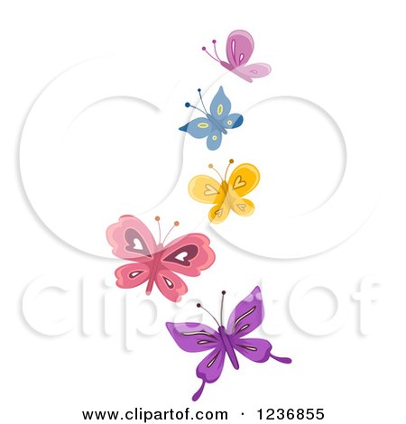 Clipart of a Trail of Colorful Butterflies - Royalty Free Vector Illustration by BNP Design Studio