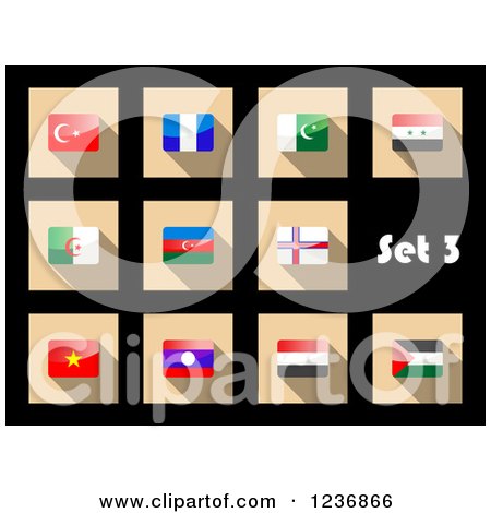 Clipart of National Flag Icons on Black 3 - Royalty Free Vector Illustration by Vector Tradition SM
