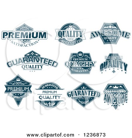 Clipart of Blue Quality Labels - Royalty Free Vector Illustration by Vector Tradition SM