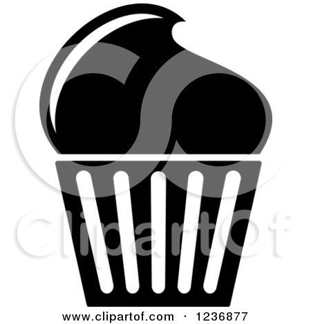 Clipart of a Black and White Cupcake Icon - Royalty Free Vector Illustration by Vector Tradition SM