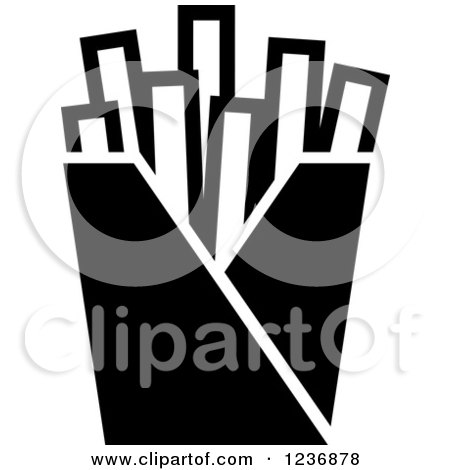 Clipart of a Black and White French Fries Icon - Royalty Free Vector Illustration by Vector Tradition SM