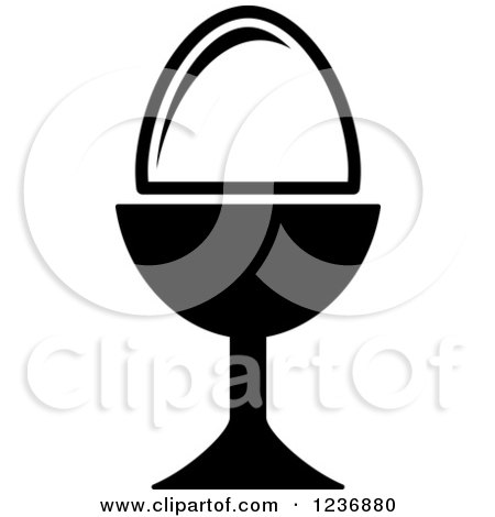 Clipart of a Black and White Boiled Egg Icon - Royalty Free Vector Illustration by Vector Tradition SM