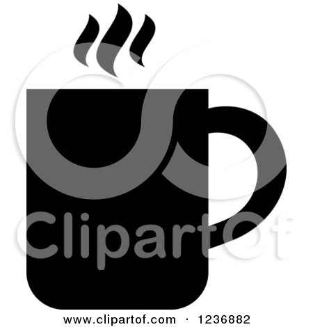 Clipart of a Black and White Hot Coffee Icon - Royalty Free Vector Illustration by Vector Tradition SM