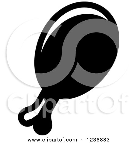 Clipart of a Black and White Meat Drumstick Icon - Royalty Free Vector Illustration by Vector Tradition SM