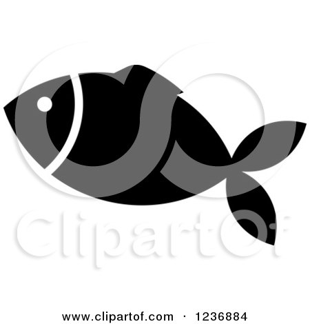 Clipart of a Black and White Fish Icon - Royalty Free Vector Illustration by Vector Tradition SM