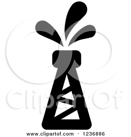 Clipart of a Black and White Oil Well Icon - Royalty Free Vector Illustration by Vector Tradition SM