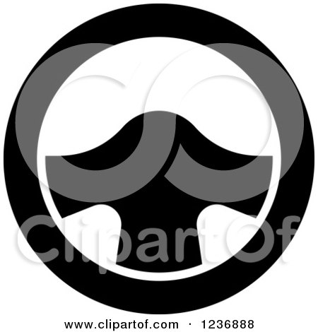 Clipart of a Black and White Car Steering Wheel Icon - Royalty Free Vector Illustration by Vector Tradition SM