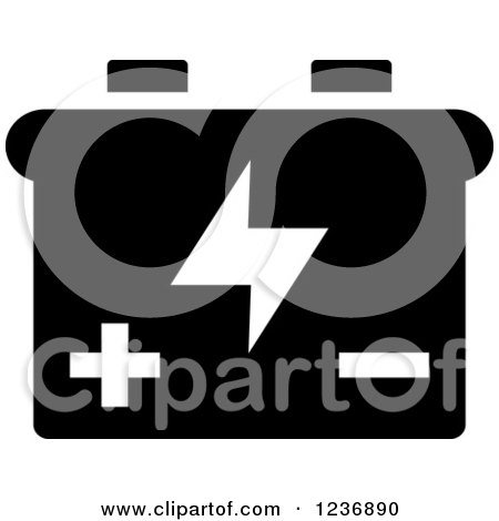 Clipart of a Black and White Car Battery Icon - Royalty Free Vector Illustration by Vector Tradition SM