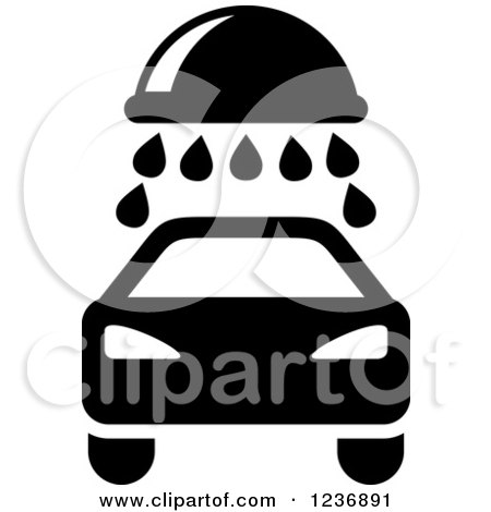 Clipart of a Black and White Car Wash Icon - Royalty Free Vector Illustration by Vector Tradition SM