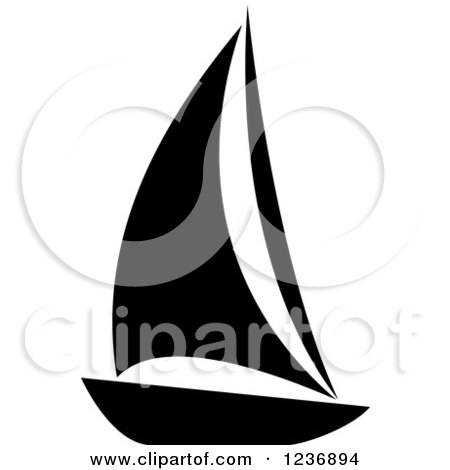 Clipart of a Black and White Sailboat Icon - Royalty Free Vector Illustration by Vector Tradition SM
