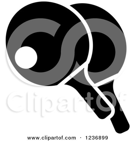 Clipart of a Black and White Table Tennis Ping Pong Icon - Royalty Free Vector Illustration by Vector Tradition SM