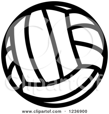Clipart of a Black and White Vollyeball Icon - Royalty Free Vector Illustration by Vector Tradition SM