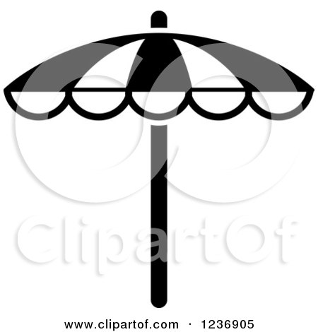 Clipart of a Black and White Beach Umbrella Icon - Royalty Free Vector Illustration by Vector Tradition SM