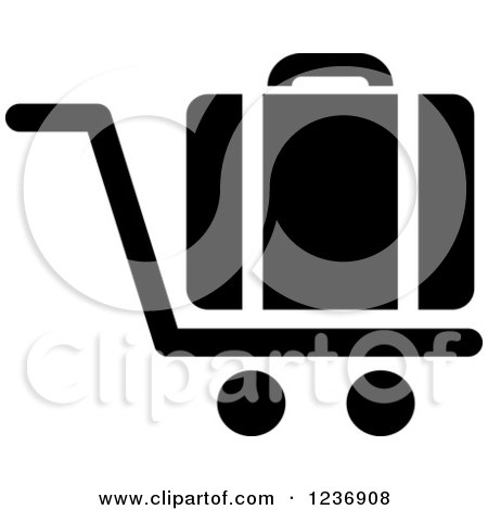 Clipart of a Black and White Luggage Cart Icon - Royalty Free Vector Illustration by Vector Tradition SM