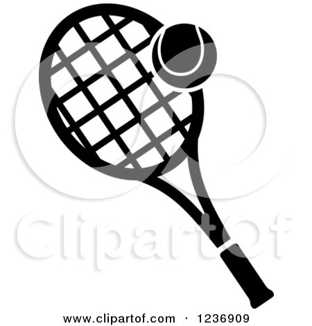 Clipart of a Black and White Tennis Icon - Royalty Free Vector Illustration by Vector Tradition SM