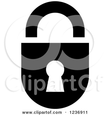 Clipart of a Black and White Padlock Icon - Royalty Free Vector Illustration by Vector Tradition SM