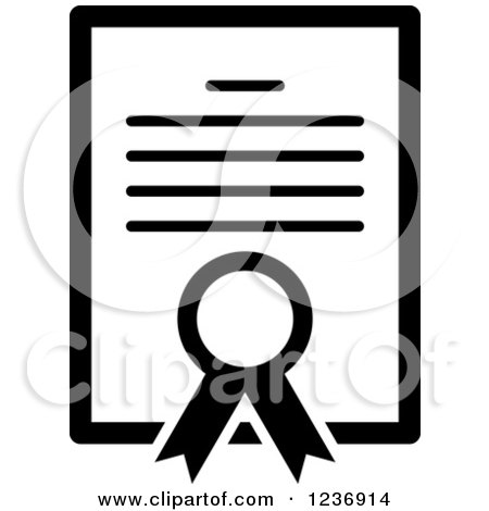 Clipart of a Black and White Security Certificate Icon - Royalty Free Vector Illustration by Vector Tradition SM