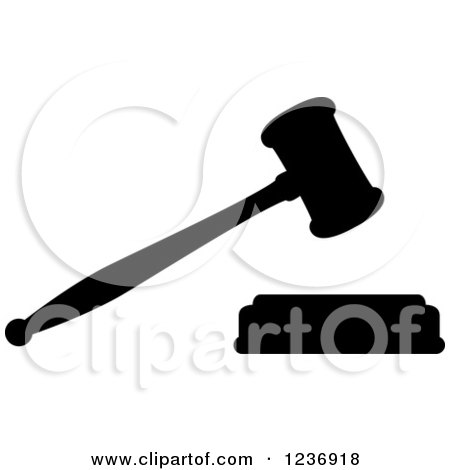 Clipart of a Black and White Judge Gavel Icon - Royalty Free Vector Illustration by Vector Tradition SM