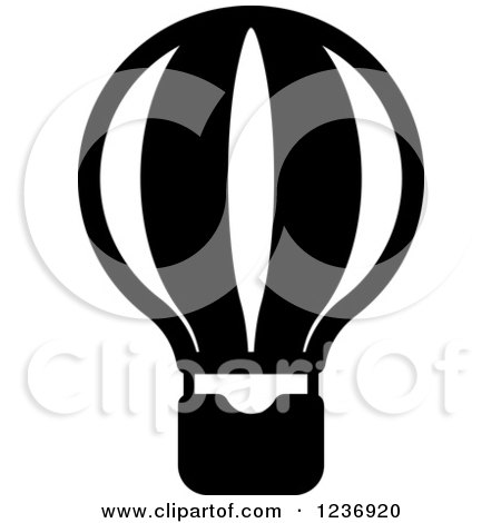 Clipart of a Black and White Hot Air Balloon Icon - Royalty Free Vector Illustration by Vector Tradition SM