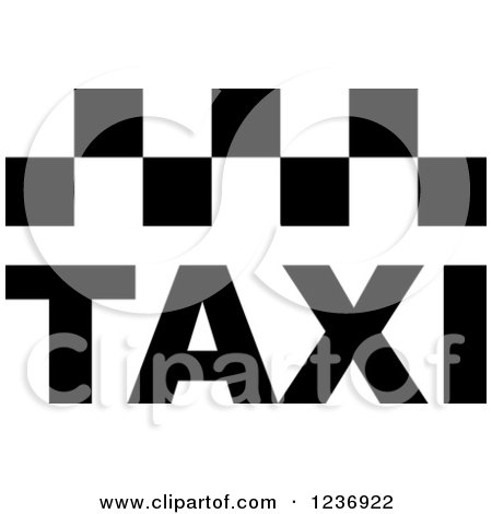 Clipart of a Black and White Taxi Icon - Royalty Free Vector Illustration by Vector Tradition SM