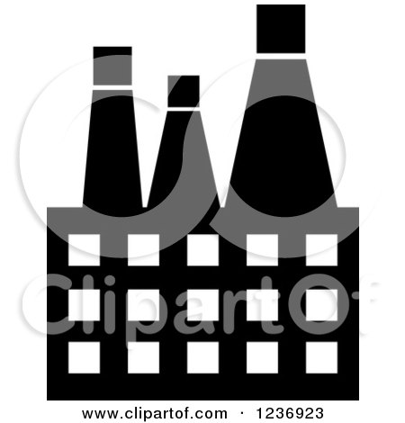 Clipart of a Black and White Oil Factory Icon - Royalty Free Vector Illustration by Vector Tradition SM