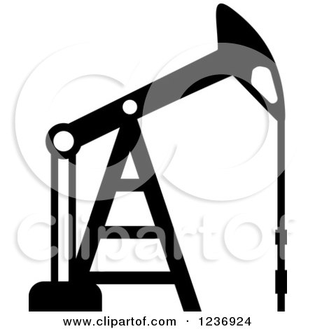 Clipart of a Black and White Oil Pump Icon - Royalty Free Vector Illustration by Vector Tradition SM