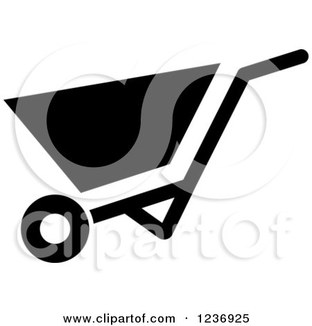 Clipart of a Black and White Wheelbarrow Icon - Royalty Free Vector Illustration by Vector Tradition SM