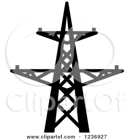 Clipart of a Black and White Power Pylon Icon - Royalty Free Vector Illustration by Vector Tradition SM