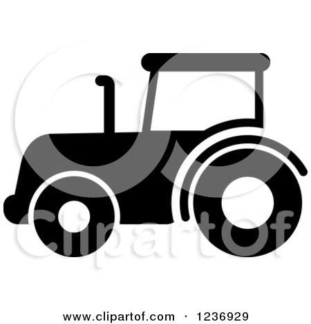 Clipart of a Black and White Tractor Icon - Royalty Free Vector Illustration by Vector Tradition SM