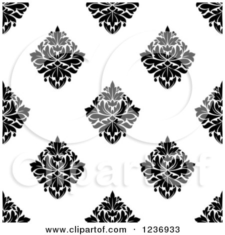 Clipart of a Seamless Black and White Damask Background Pattern 16 - Royalty Free Vector Illustration by Vector Tradition SM