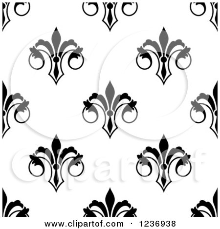 Clipart of a Seamless Black and White Fleur De Lis Background Pattern 7 - Royalty Free Vector Illustration by Vector Tradition SM