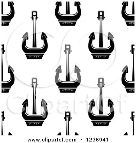 Clipart of a Seamless Background Pattern of Black and White Anchors 2 - Royalty Free Vector Illustration by Vector Tradition SM