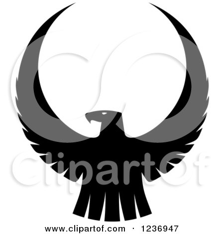 Clipart of a Black and White Eagle Falcon or Hawk 2 - Royalty Free Vector Illustration by Vector Tradition SM