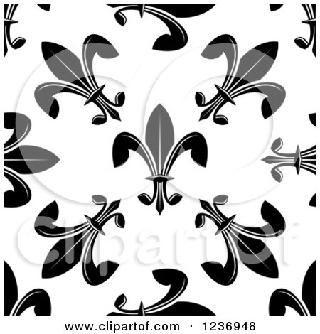 Clipart of a Seamless Black and White Fleur De Lis Background Pattern 6 - Royalty Free Vector Illustration by Vector Tradition SM