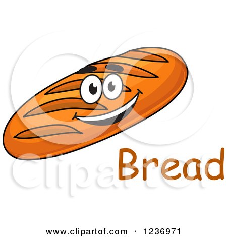 Clipart of a Happy Bread Character with Text - Royalty Free Vector Illustration by Vector Tradition SM