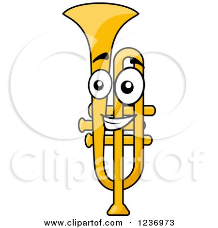 Clipart of a Happy Cartoon Trumpet Character 2 - Royalty Free Vector Illustration by Vector Tradition SM