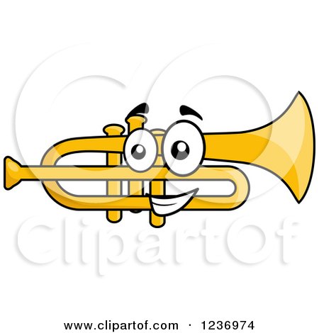Clipart of a Happy Cartoon Trumpet Character - Royalty Free Vector Illustration by Vector Tradition SM
