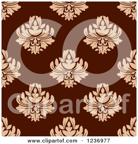 Clipart of a Seamless Maroon and Tan Damask Background Pattern - Royalty Free Vector Illustration by Vector Tradition SM