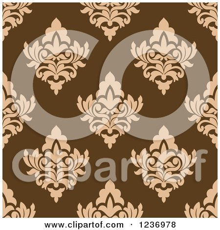 Clipart of a Seamless Brown and Tan Damask Background Pattern 3 - Royalty Free Vector Illustration by Vector Tradition SM
