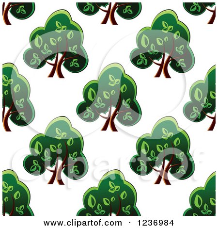 Clipart of a Seamless Background Pattern of Trees - Royalty Free Vector Illustration by Vector Tradition SM