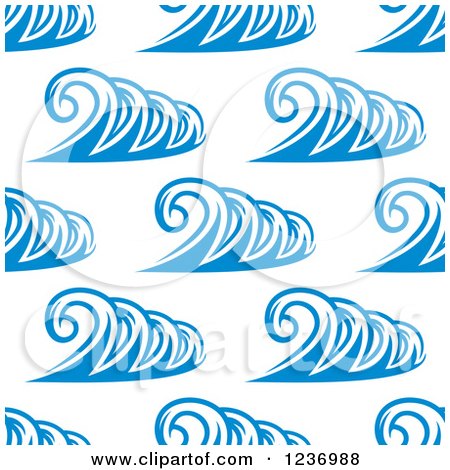 Clipart of a Seamless Background Pattern of Blue Ocean Surf Waves 3 - Royalty Free Vector Illustration by Vector Tradition SM