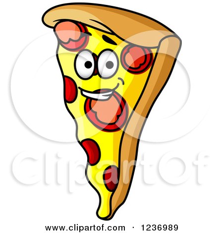 Clipart of a Smiling Pizza Slice Character 2 - Royalty Free Vector Illustration by Vector Tradition SM