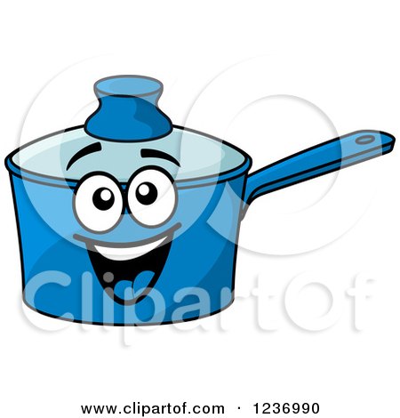 Clipart of a Happy Blue Sauce Pan - Royalty Free Vector Illustration by Vector Tradition SM