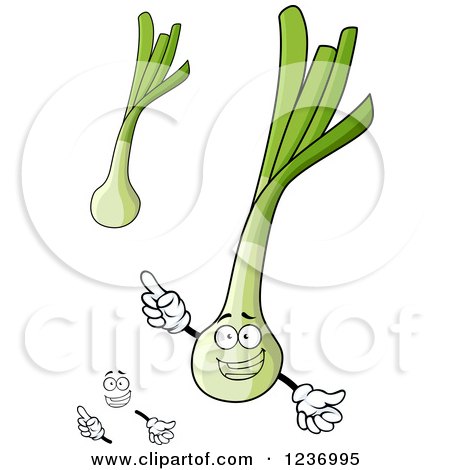 Clipart of a Happy Leek or Green Onion - Royalty Free Vector Illustration by Vector Tradition SM